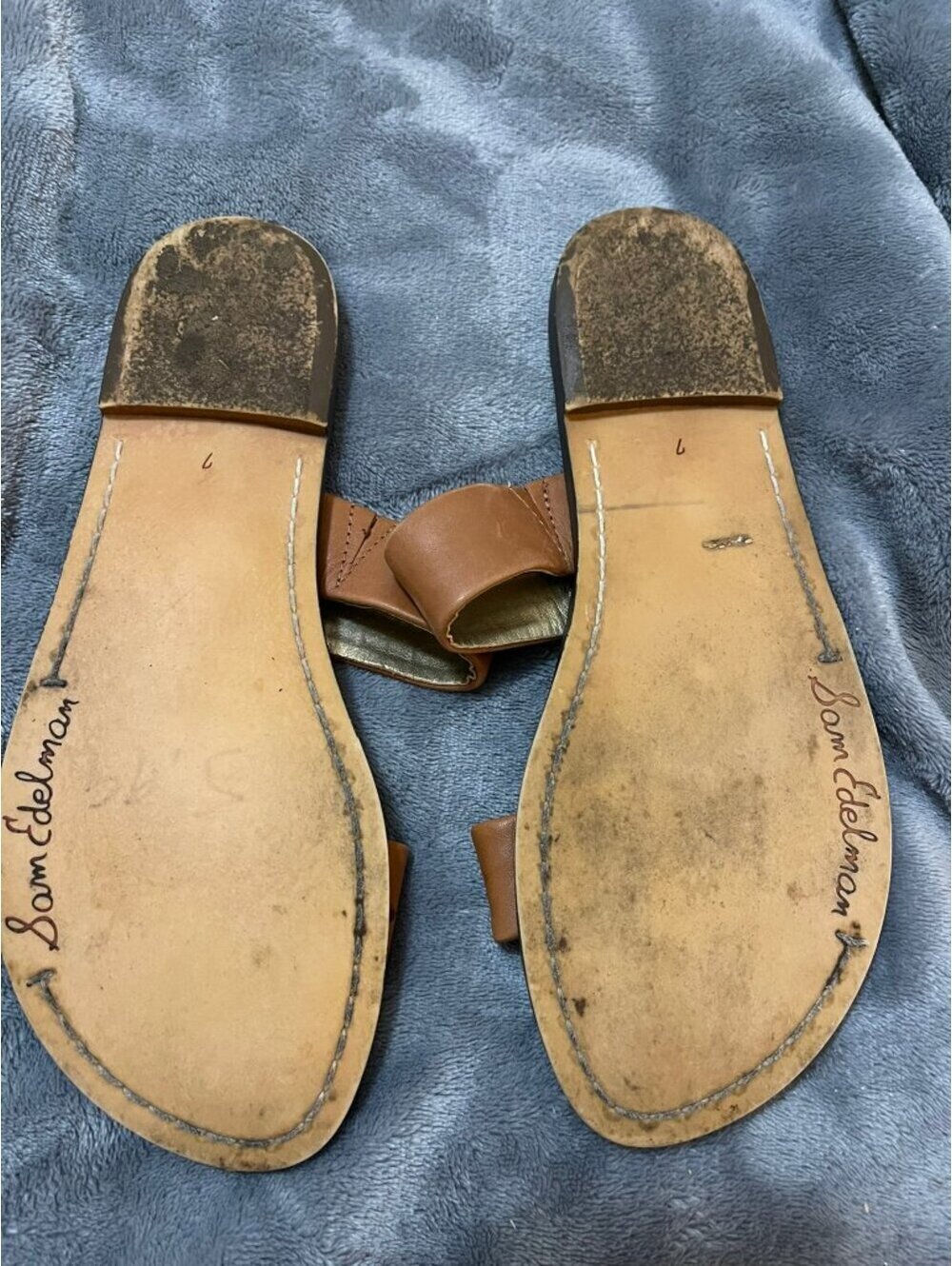 Sam Edelman Tan Croc-Embossed Slide Sandals Sz 7 - Picture 2 of 4